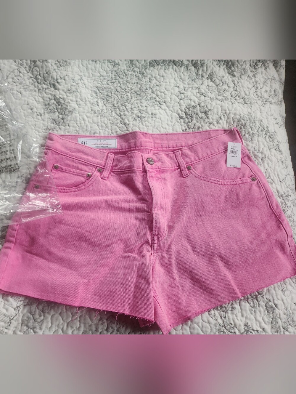 GAP Pink High-Rise Denim Shorts